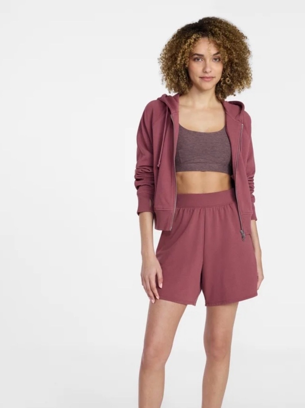 Athletic Works Women's Mauve Pullover Shorts Set - Rosewood